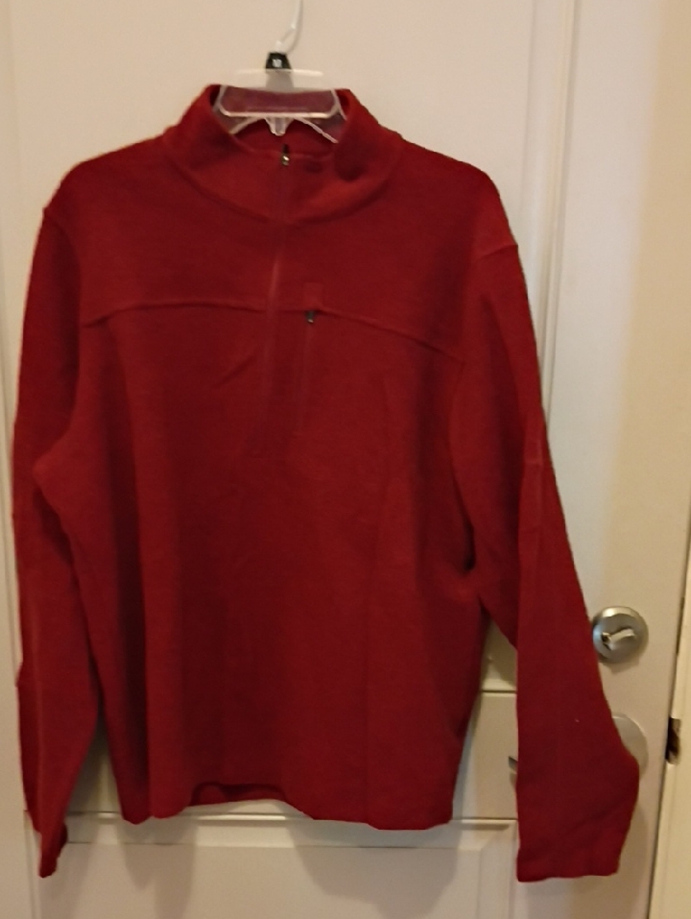Ibex Men’s Red Quarter Zip Wool Pullover Size XL